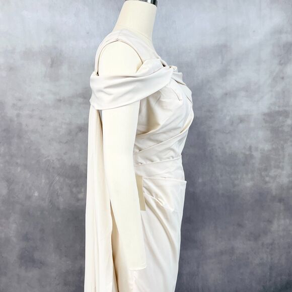 Lan Ting Bride Dress Womens 10 Cream Bridesmaid Wedding Party Minimalist Elegant - Picture 5 of 12